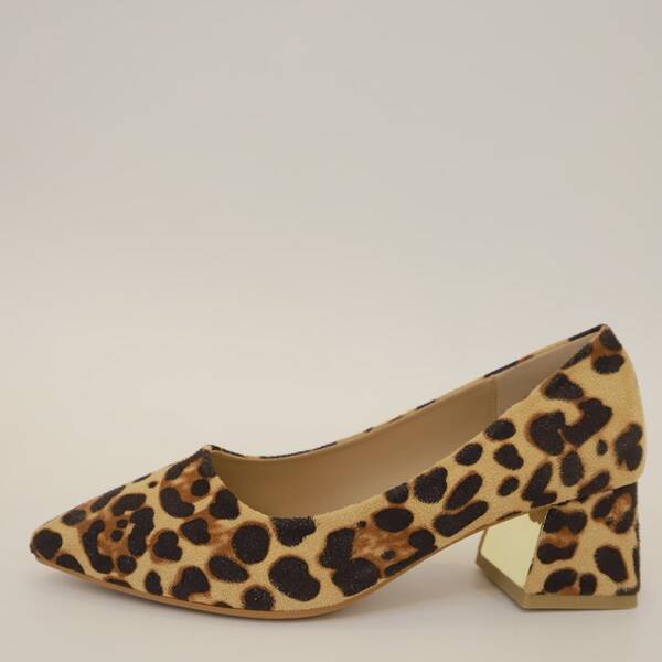 

Leopard Graphic Chunky Court Pumps, Multicolor