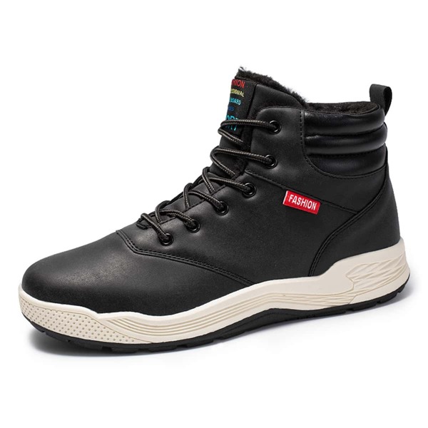 

Men Minimalist Lace Up Front Snow Boots, Black