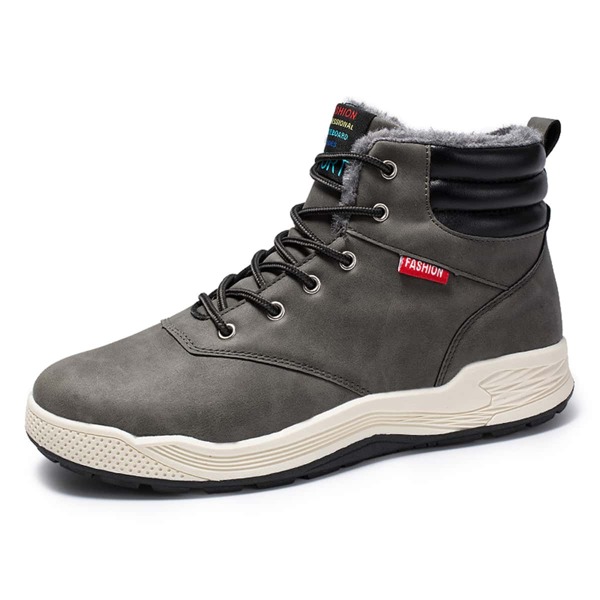

Men Minimalist Lace Up Front Snow Boots, Grey
