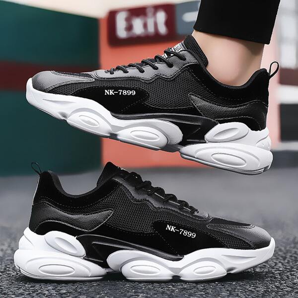 

Men Two Tone Breathable Running Shoes, Black