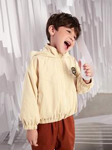 SHEIN Toddler Boys Tiger Print Zip Up Jacket - Apricot - View 6