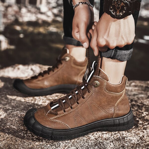 

Men Stitch Detail High Top Sneakers, Mocha brown