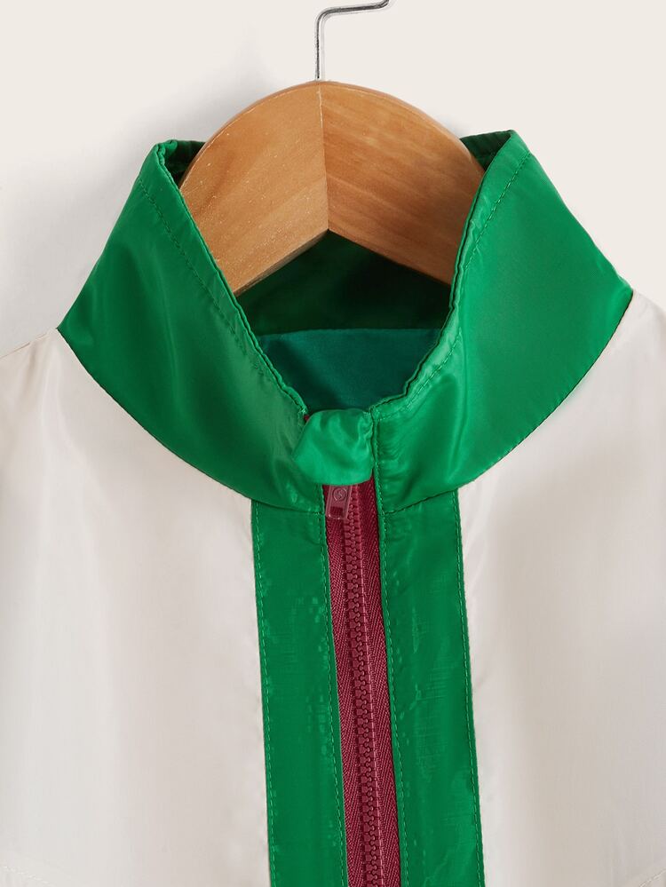 SHEIN 小男童撞色拉鏈開襟夾克 - 彩色 - 查看 3