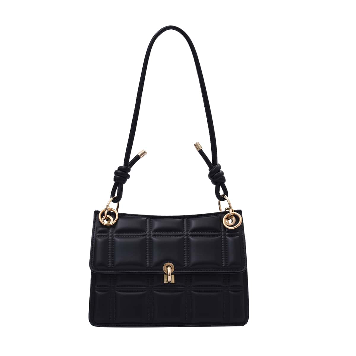 

Quilted Flap Shoulder Bag, Black