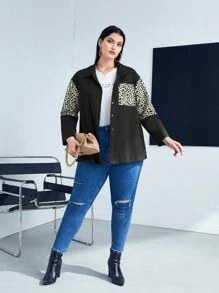 Camisa de leopardo con parche con bolsillo - Negro - Ver 5