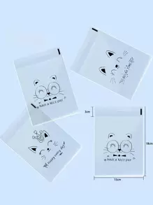 100قطعة كيس تغليف عشوائي بطباعة كرتونية، كيس بسكويت شفاف وجميل لتوريد الخبز والمدرسة والأطعمة مناسب للحلوى والشوكولاتة والبسكويت وما إلى ذلك