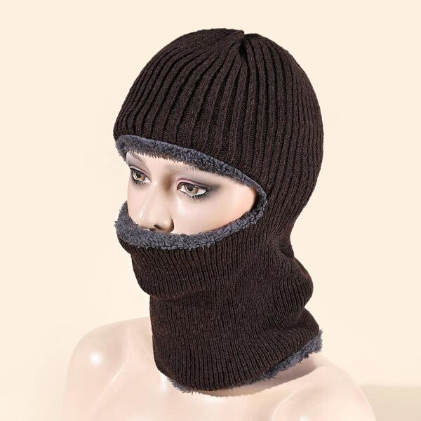 

Knit Hat With Neck Gaiter, Coffee brown