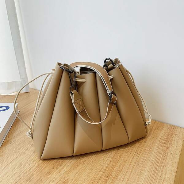 

Minimalist Ruched Crossbody Bag With Inner Pouch, Khaki
