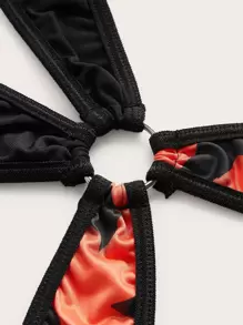 Plus Halloween Print Cut-out Teddy Bodysuit - Multicolor - View 3