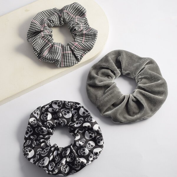 

3pcs Skull Pattern Scrunchie, Multicolor