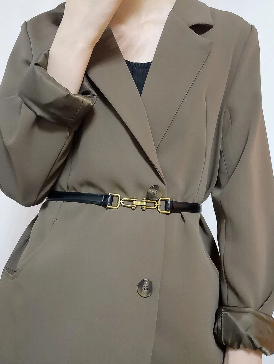 Metal Buckle Corset Belt - Black - View 1