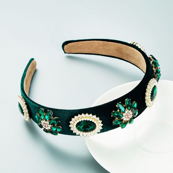 

Rhinestone Decor Wide Headband, Green