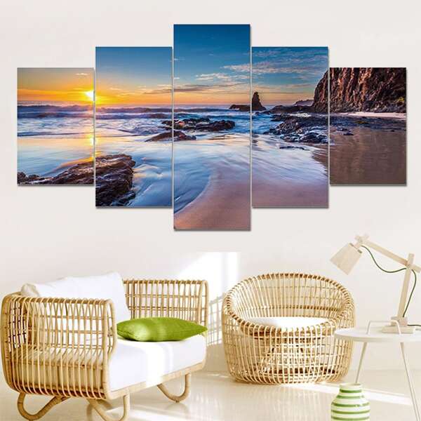 

5pcs Landscape Print DIY Diamond Unframed Painting, Multicolor