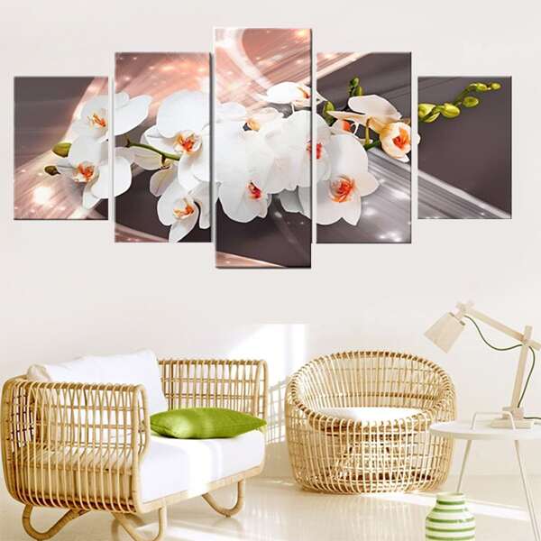 

5pcs Flower Print DIY Diamond Unframed Painting, Multicolor