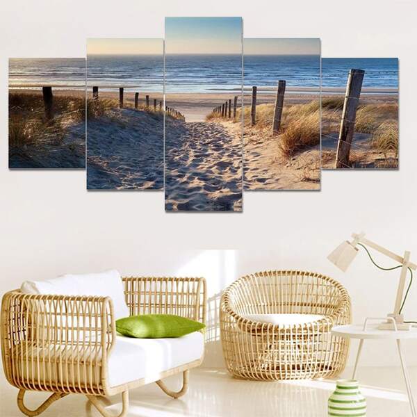 

5pcs Sea Print DIY Diamond Unframed Painting, Multicolor