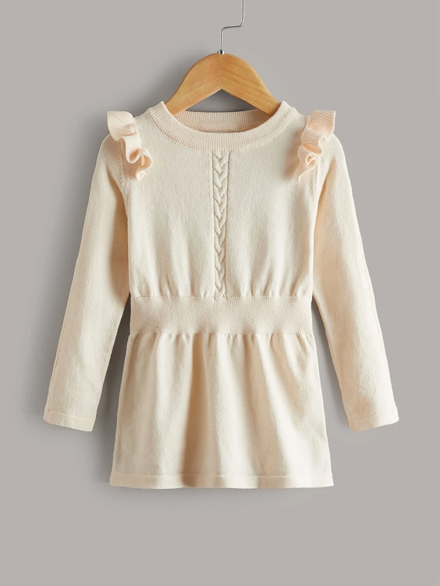 Toddler Girls Ruffle Trim Jumper Dress - Apricot - View 1