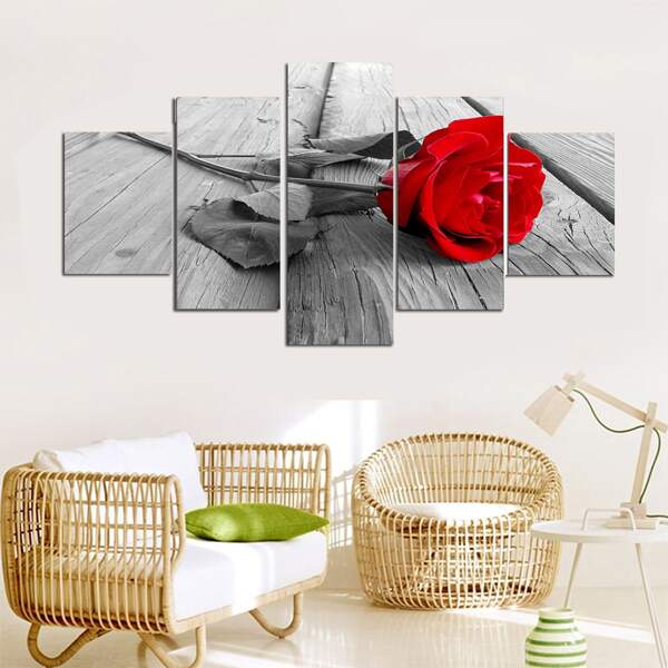 

5pcs Rose Print DIY Diamond Unframed Painting, Multicolor
