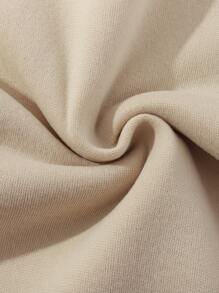 Heart & Letter Graphic Drawstring Thermal Lined Hoodie - Apricot - View 4