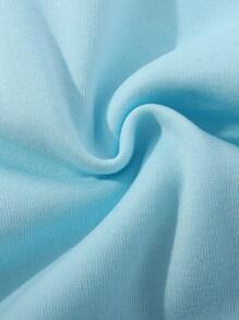 字母圖案抽繩保暖連帽衫 - 薄荷藍 - 查看 4