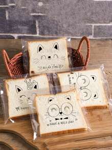 50 piezas Bolsas de pan con diseños de animales lindos, bolsas de embalaje autoadhesivas para hornear tostadas, bolsas de regalo con diseños de dibujos animados para fiestas, suministros para bodas y cumpleaños, decoraciones para el hogar y fiestas