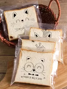 50 piezas Bolsas de pan con diseños de animales lindos, bolsas de embalaje autoadhesivas para hornear tostadas, bolsas de regalo con diseños de dibujos animados para fiestas, suministros para bodas y cumpleaños, decoraciones para el hogar y fiestas