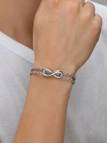 Men Infinity Layered Bracelet - Bạc - Xem 1