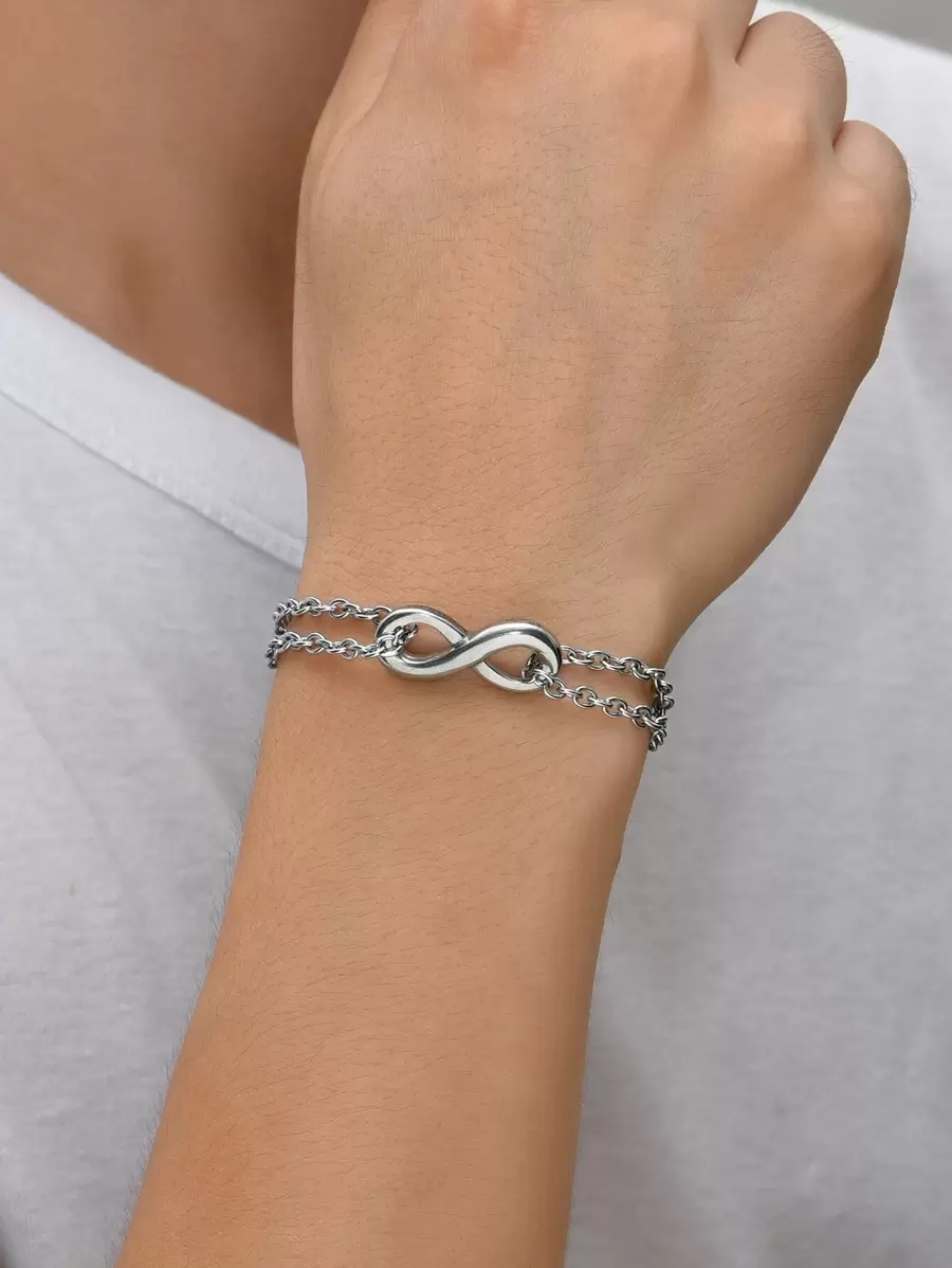 Men Infinity Layered Bracelet - Bạc - Xem 1