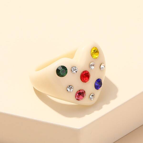 

Rhinestone Decor Ring, White