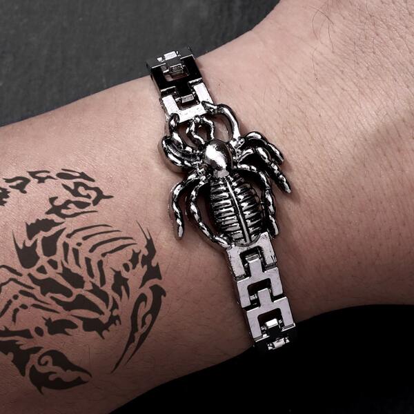 

Men Spider Decor Bracelet, Silver