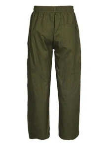 Manfinity Men Pocket Wide Leg Trousers - Army Green - View 2