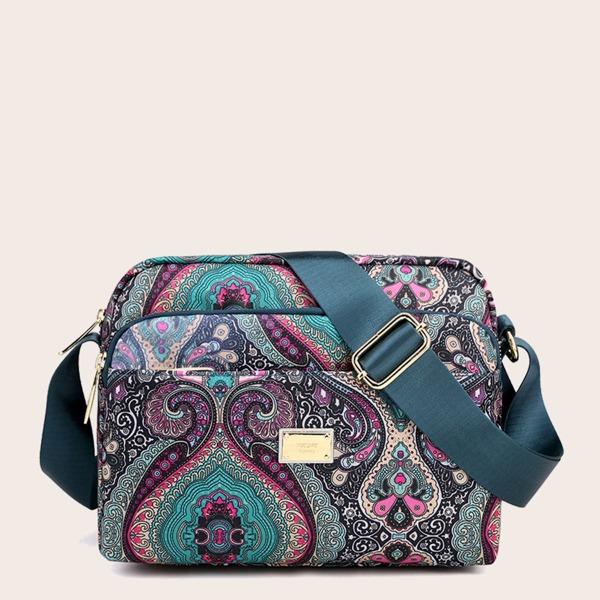 

Paisley Pattern Zip Square Bag, Multicolor