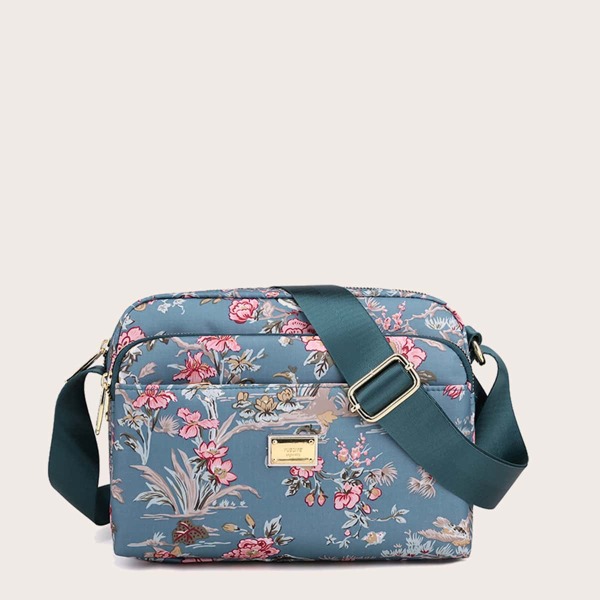 

Allover Flower Graphic Square Bag, Multicolor