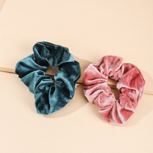 

2pcs Minimalist Solid Scrunchie, Multicolor