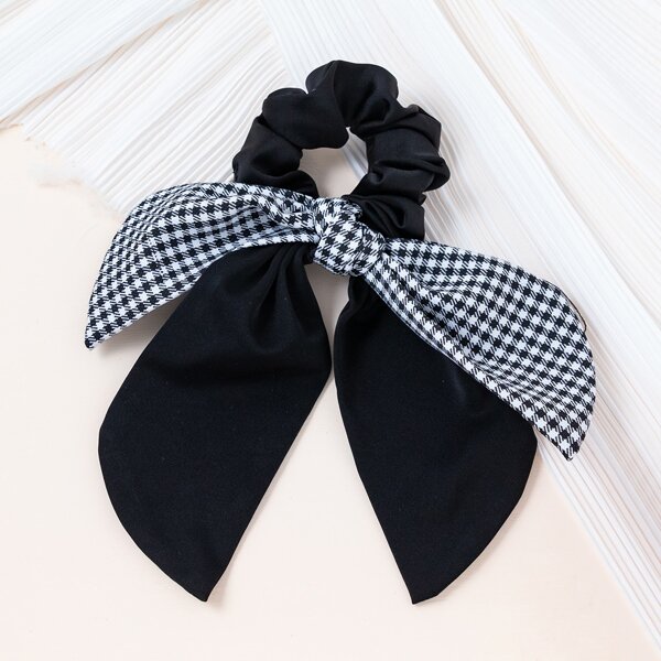 

Houndstooth Pattern Hair Tie, Black and white