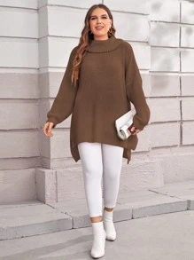 Calvaya Jersey de cuello cisne de hombros caídos