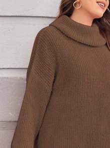 Calvaya Jersey de cuello cisne de hombros caídos