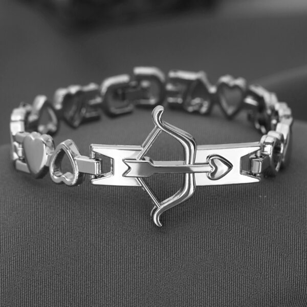 

Men Arrow & Heart Decor Bracelet, Silver