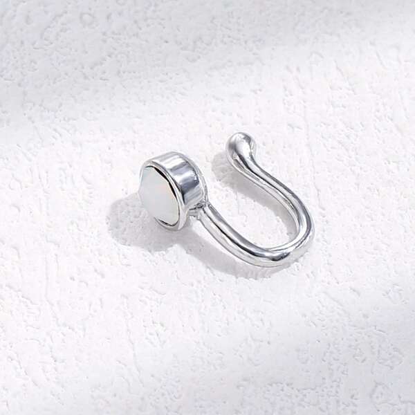 

Rhinestone Decor Nose Ring, Silver