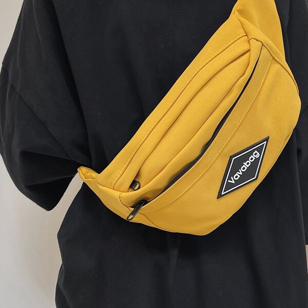 

Men Letter Graphic Fanny Pack, Yellow
