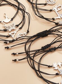 Niñas 12 piezas Pulsera con corazón & con diseño de mariposa - Plateado - Ver 2