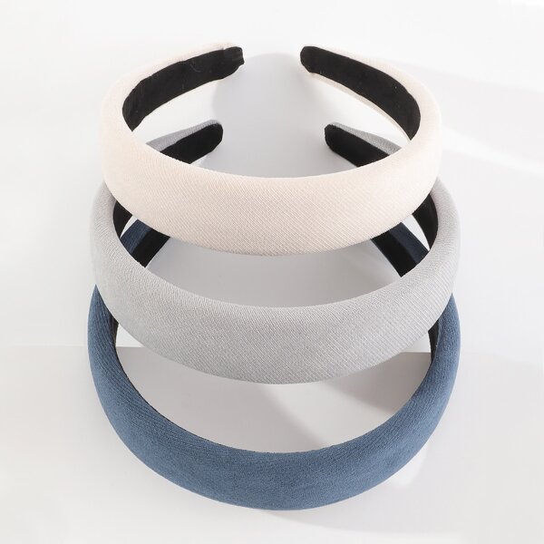 

3pcs Simple Wide Headband, Multicolor