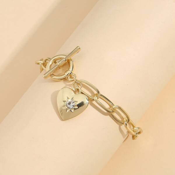

Heart Charm Bracelet, Gold