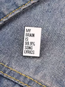 Letter Graphic Brooch - Black and White - View 1