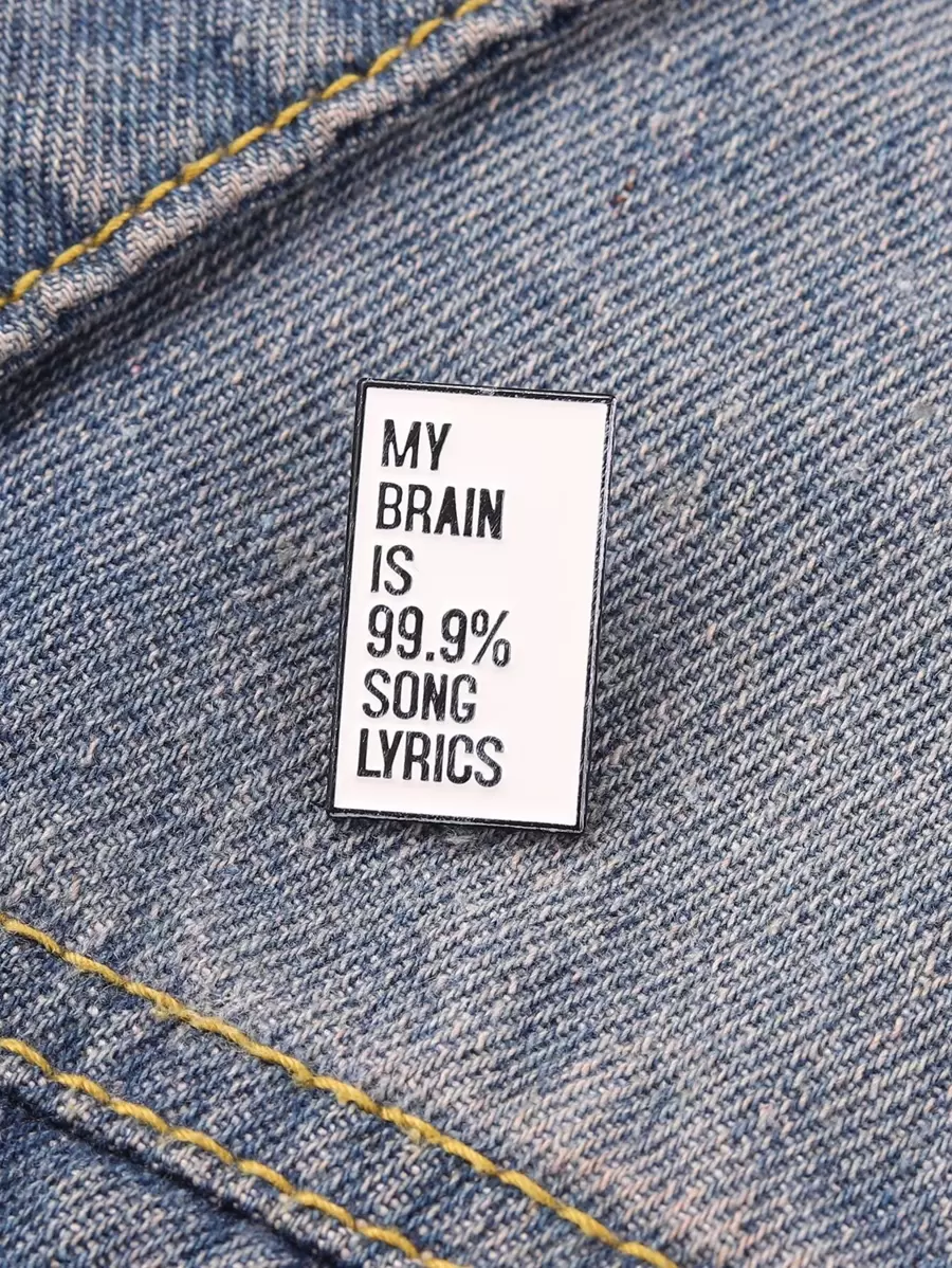 Letter Graphic Brooch - Black and White - View 1