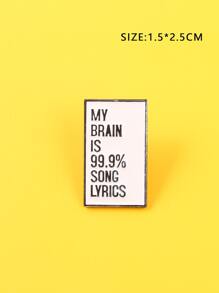 Letter Graphic Brooch - Black and White - View 2