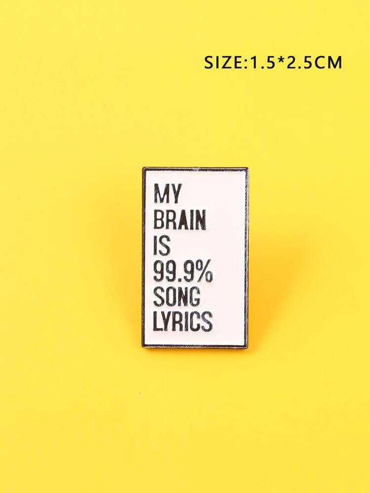 字母图案胸针 - 黑與白 - 查看 2