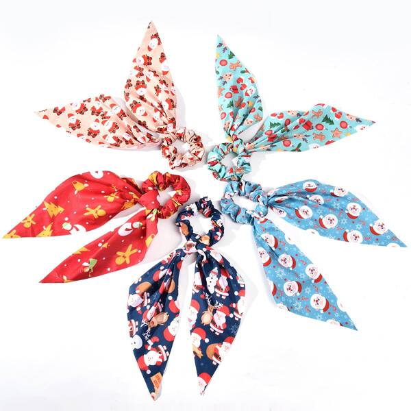 

5pcs Christmas Pattern Hair Tie, Multicolor