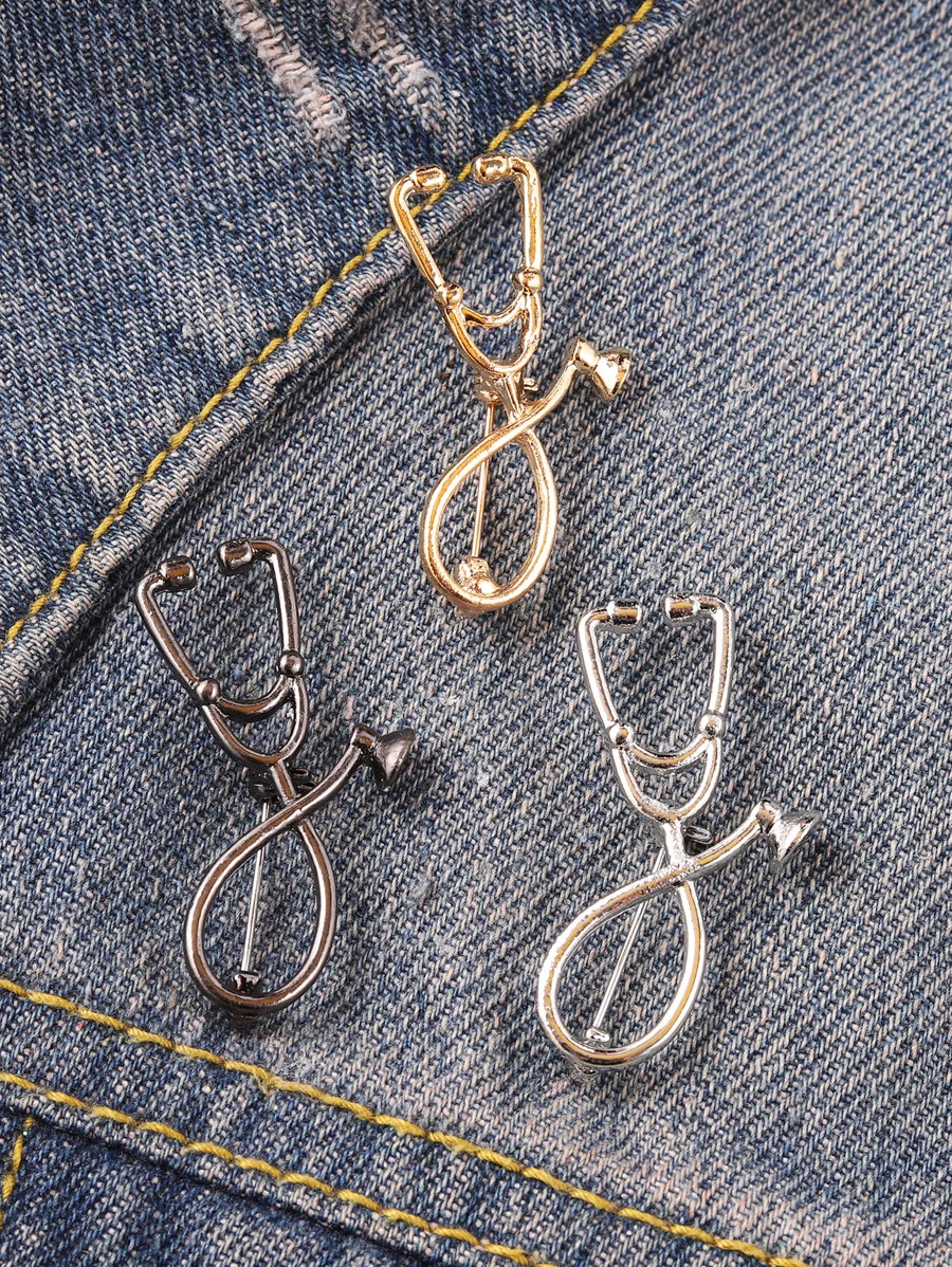 3入組聽筒設計胸針 - 彩色 - 查看 1