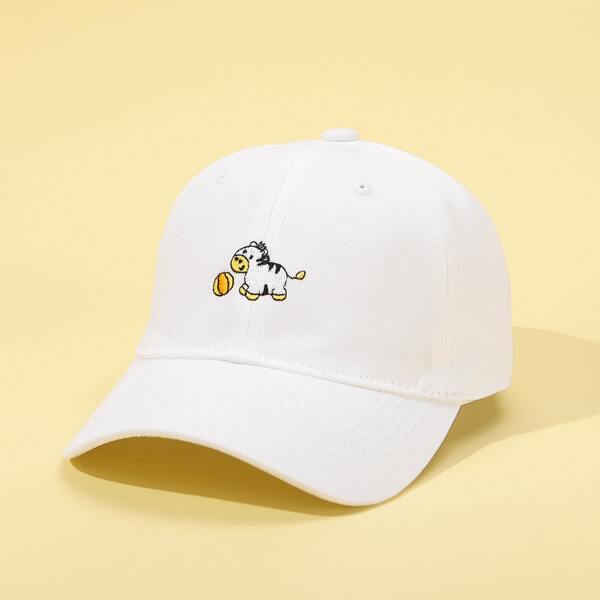 

Kids Cow Embroidered Baseball Cap, White