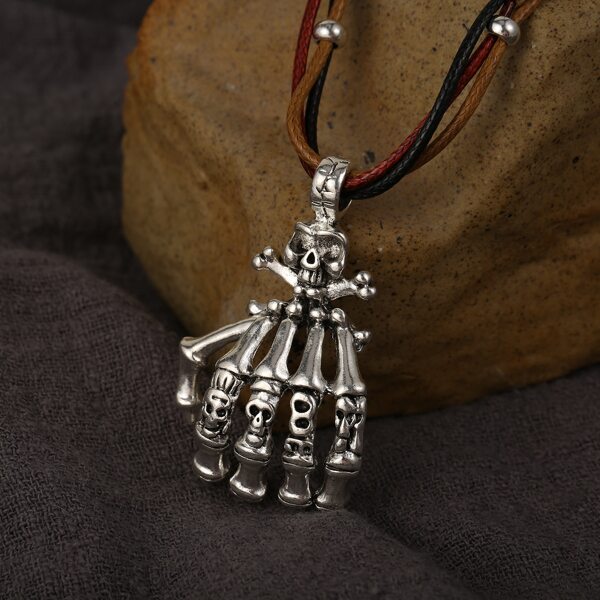 

Men Skeleton Hand Charm Necklace, Multicolor